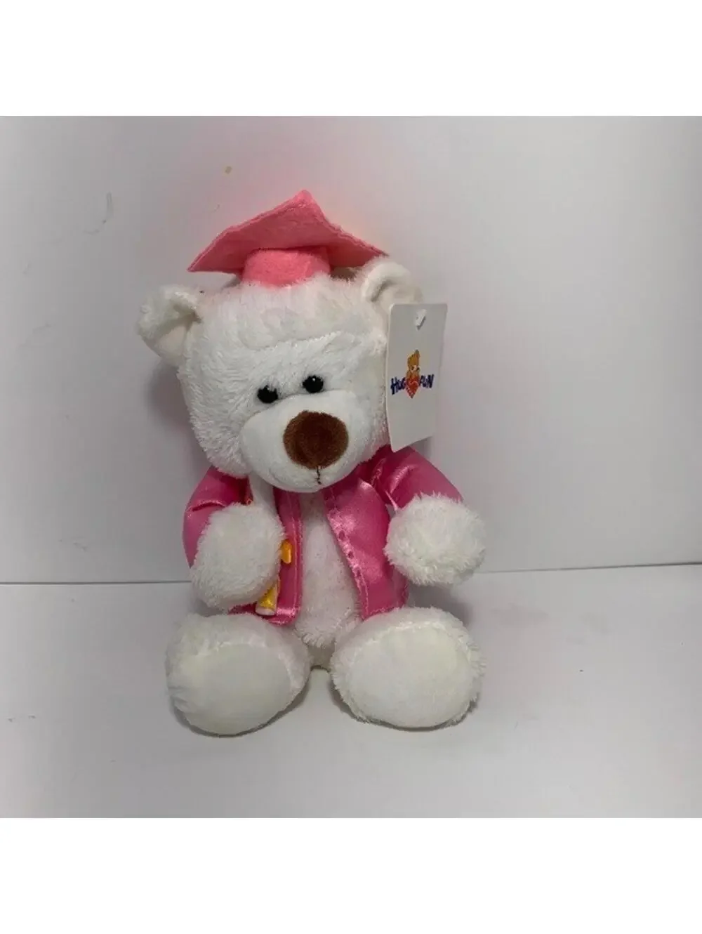Hugfun White Graduation Teddy Bear Plush Pink Cap & Gown 9